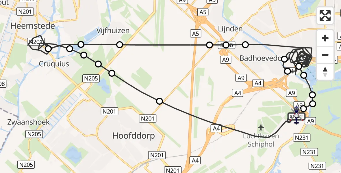 Vluchtroute Politiehelikopter Amsterdam Vliegveld Schiphol - Amsterdam Vliegveld Schiphol, 16 oktober 2026, 21:11
