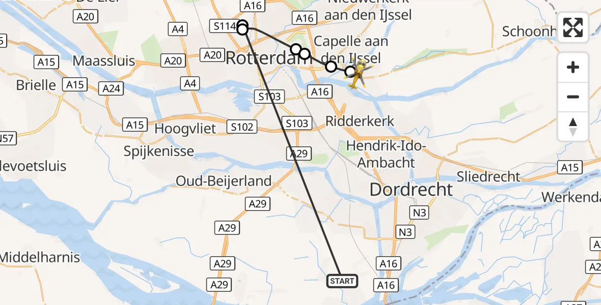 Vluchtroute Traumahelikopter Strijen - Krimpen aan den IJssel, 17 oktober 2026, 10:09
