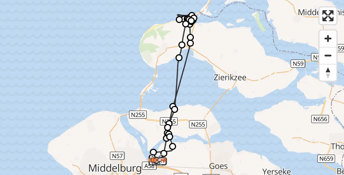Vluchtroute Kustwachthelikopter Vliegveld Midden-Zeeland - Vliegveld Midden-Zeeland, 17 oktober 2026, 10:49