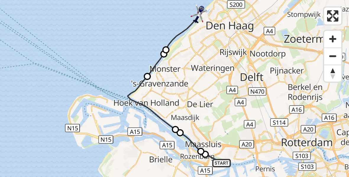 Vluchtroute Politiehelikopter Vlaardingen - Noordzee, 17 oktober 2026, 11:21