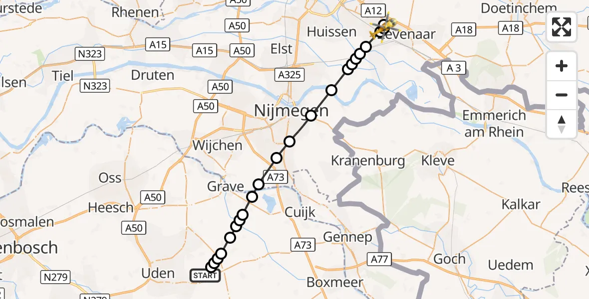 Vluchtroute Traumahelikopter Vliegbasis Volkel - Groessen, 17 oktober 2026, 11:50