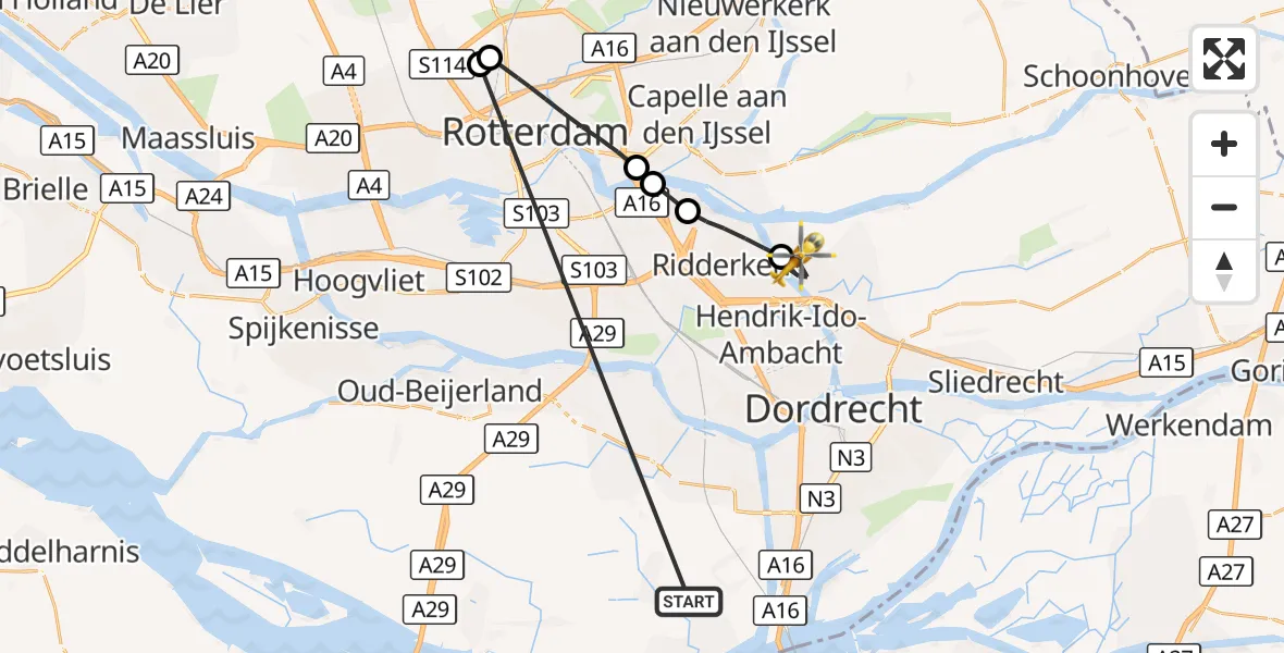 Vluchtroute Traumahelikopter Strijen - Alblasserdam, 17 oktober 2026, 11:51