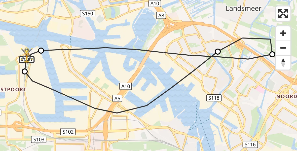 Vluchtroute Traumahelikopter Amsterdam Heliport - Amsterdam Heliport, 17 oktober 2026, 12:01