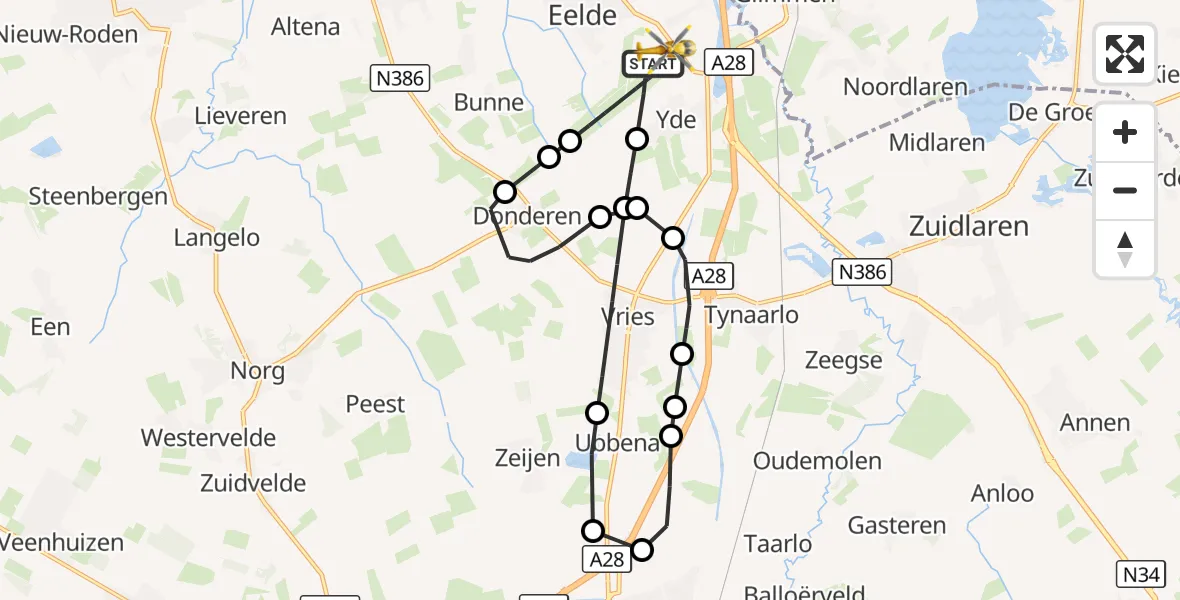 Vluchtroute Traumahelikopter Groningen Airport Eelde - Groningen Airport Eelde, 17 oktober 2026, 16:21