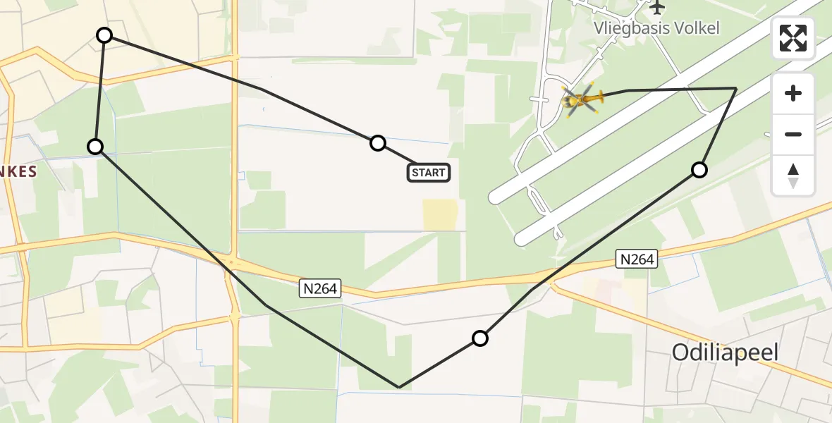 Vluchtroute Traumahelikopter Vliegbasis Volkel - Vliegbasis Volkel, 17 oktober 2026, 17:05