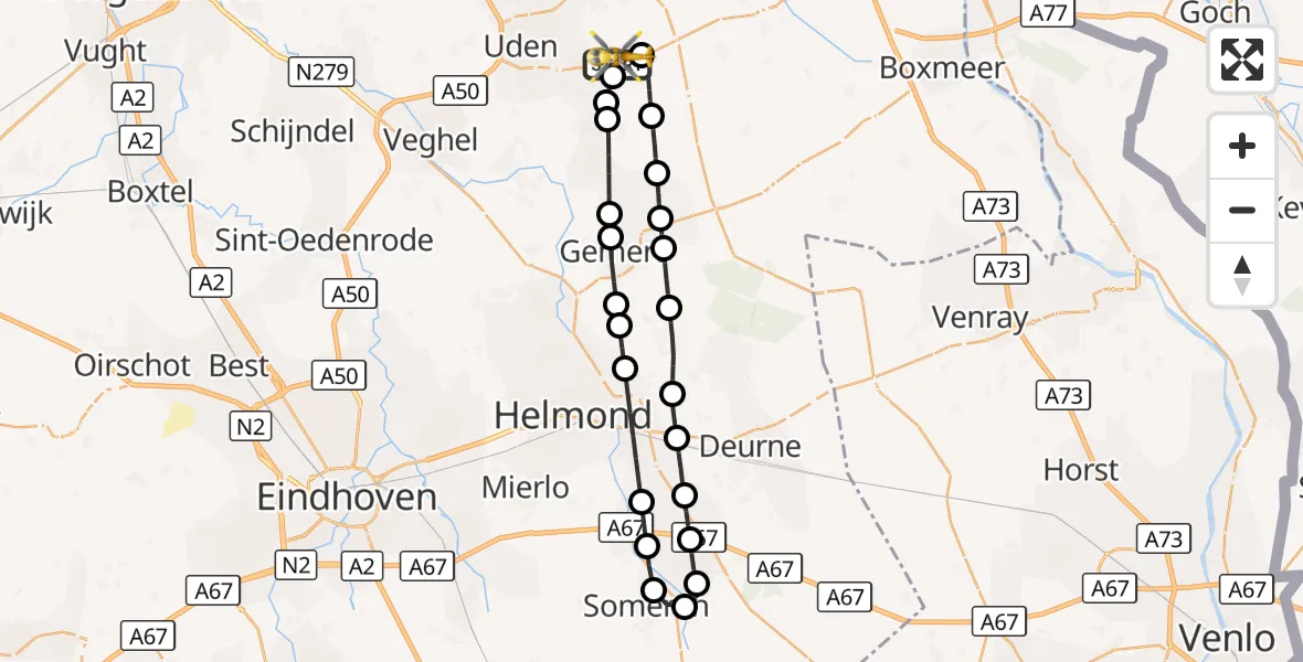 Vluchtroute Traumahelikopter Vliegbasis Volkel - Vliegbasis Volkel, 17 oktober 2026, 17:57