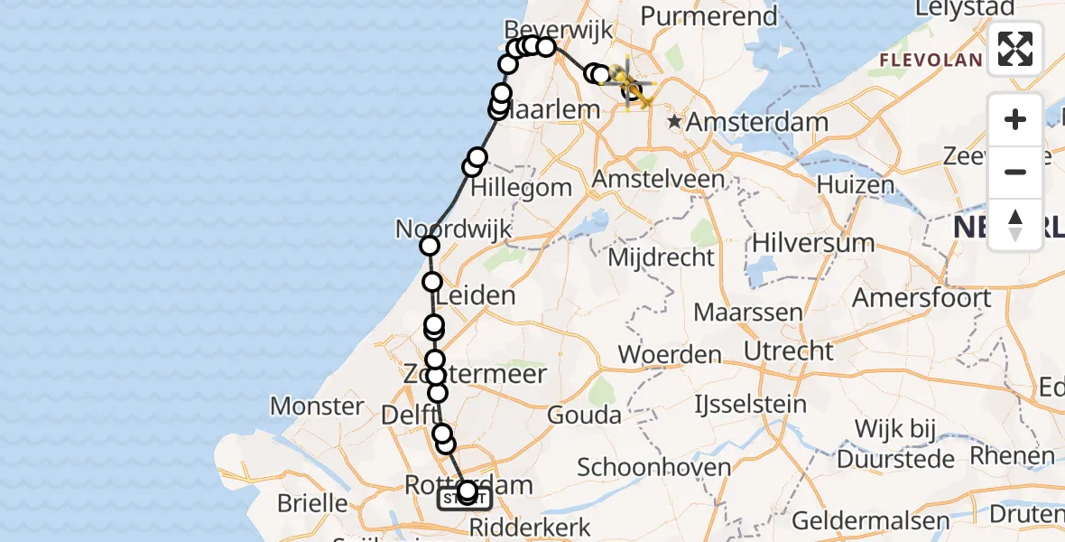 Vluchtroute Traumahelikopter Erasmus MC - Amsterdam Heliport, 17 oktober 2026, 18:00