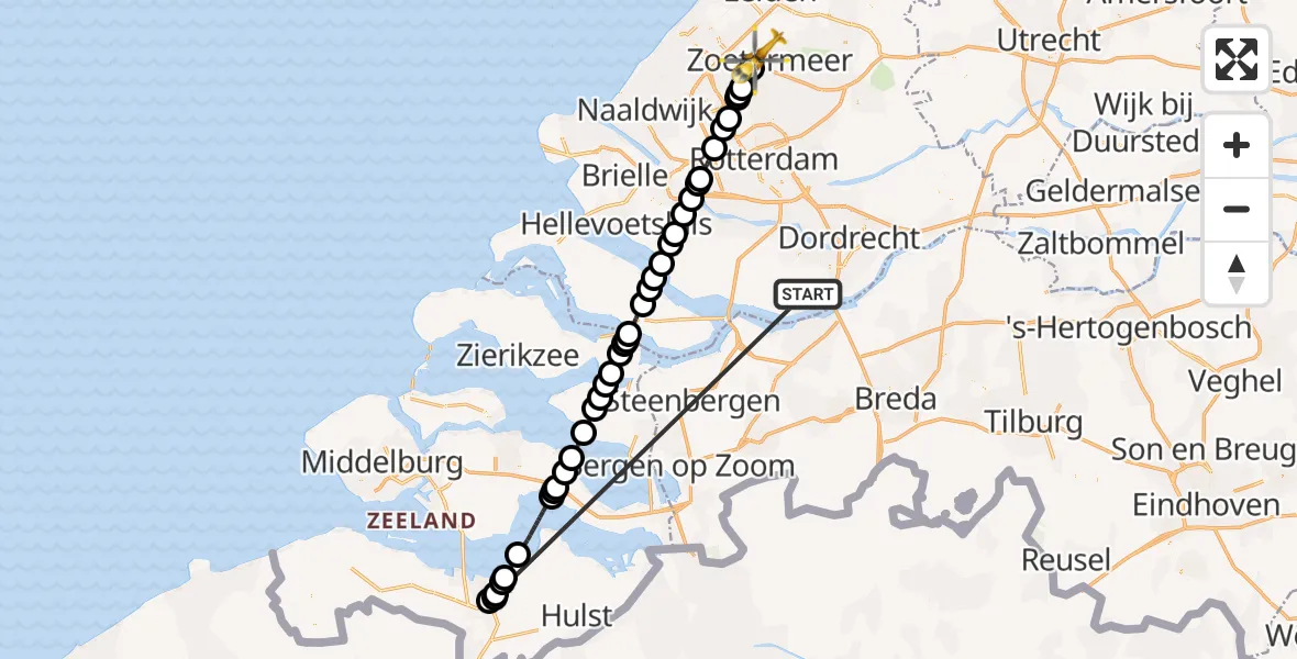 Vluchtroute Traumahelikopter Strijen - Zoetermeer, 17 oktober 2026, 21:53