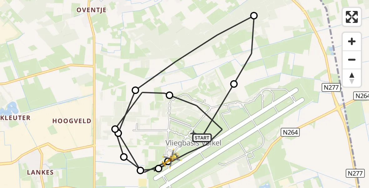 Vluchtroute Traumahelikopter Vliegbasis Volkel - Vliegbasis Volkel, 18 oktober 2026, 15:35