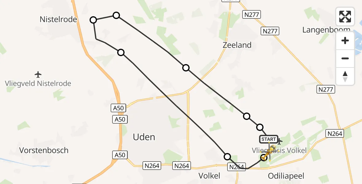 Vluchtroute Traumahelikopter Vliegbasis Volkel - Vliegbasis Volkel, 18 oktober 2026, 18:20
