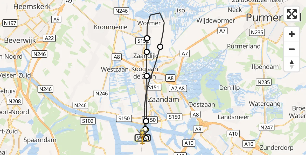 Vluchtroute Traumahelikopter Amsterdam Heliport - Amsterdam Heliport, 19 oktober 2026, 10:03