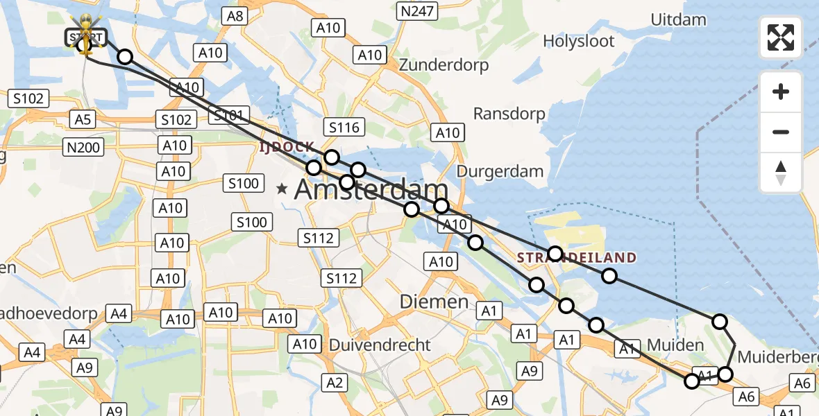Vluchtroute Traumahelikopter Amsterdam Heliport - Amsterdam Heliport, 19 oktober 2026, 10:31