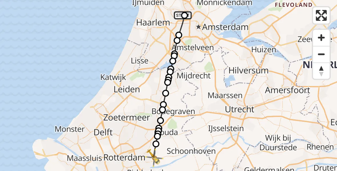 Vluchtroute Traumahelikopter Amsterdam Heliport - Ouderkerk aan den IJssel, 19 oktober 2026, 16:09