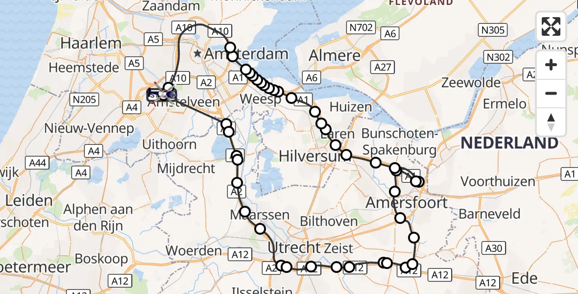 Vluchtroute Politiehelikopter Amsterdam Vliegveld Schiphol - Amsterdam Vliegveld Schiphol, 19 oktober 2026, 17:18