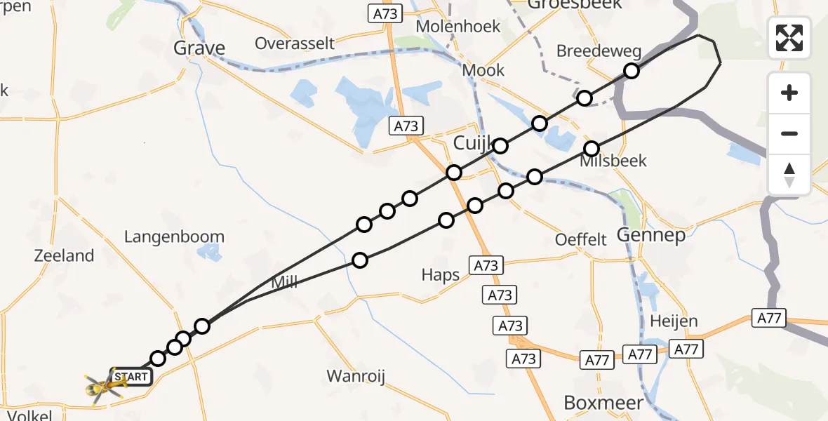 Vluchtroute Traumahelikopter Vliegbasis Volkel - Vliegbasis Volkel, 20 oktober 2026, 00:19