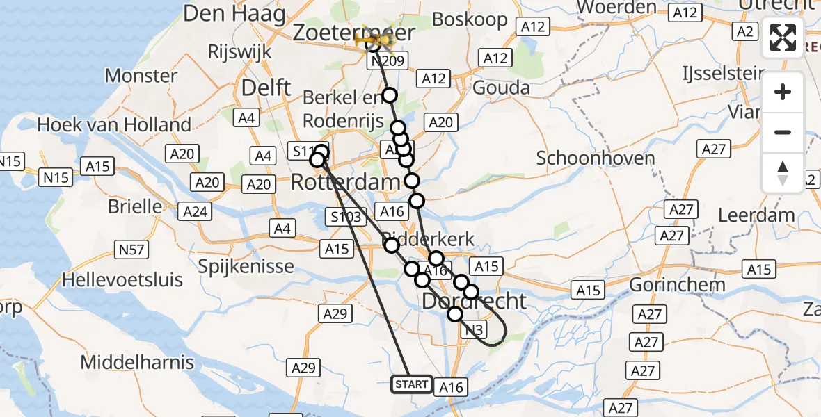Vluchtroute Traumahelikopter Strijen - Zoetermeer, 20 oktober 2026, 00:29