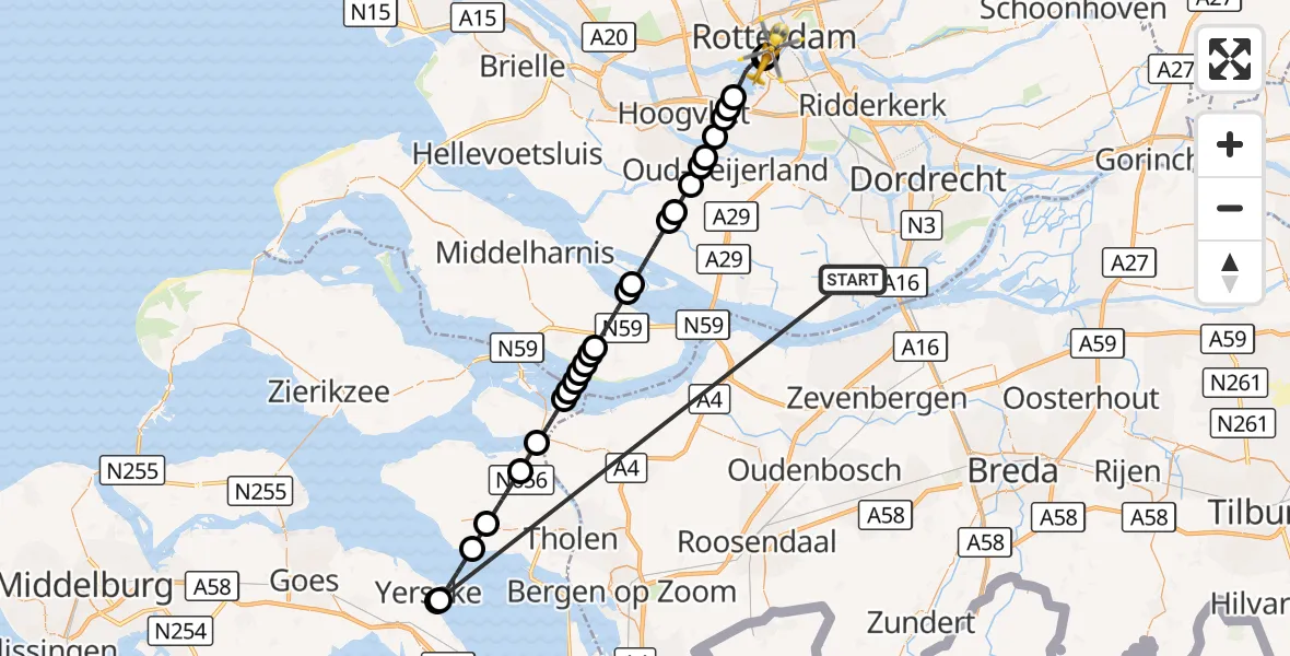 Vluchtroute Traumahelikopter Strijen - Erasmus MC, 20 oktober 2026, 06:32