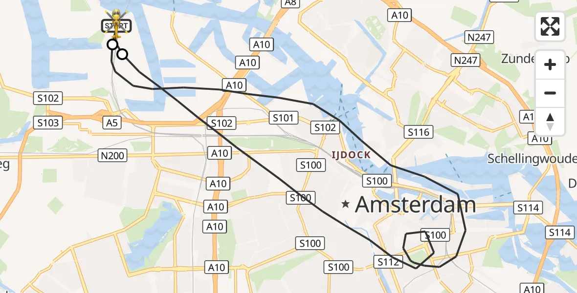 Vluchtroute Traumahelikopter Amsterdam Heliport - Amsterdam Heliport, 20 oktober 2026, 17:08