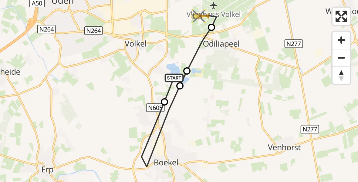 Vluchtroute Traumahelikopter Volkel - Vliegbasis Volkel, 21 oktober 2026, 12:35