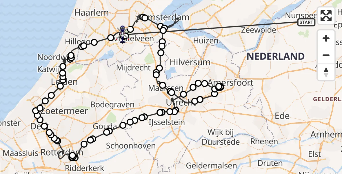 Vluchtroute Politiehelikopter Nunspeet - Amsterdam Vliegveld Schiphol, 21 oktober 2026, 13:18