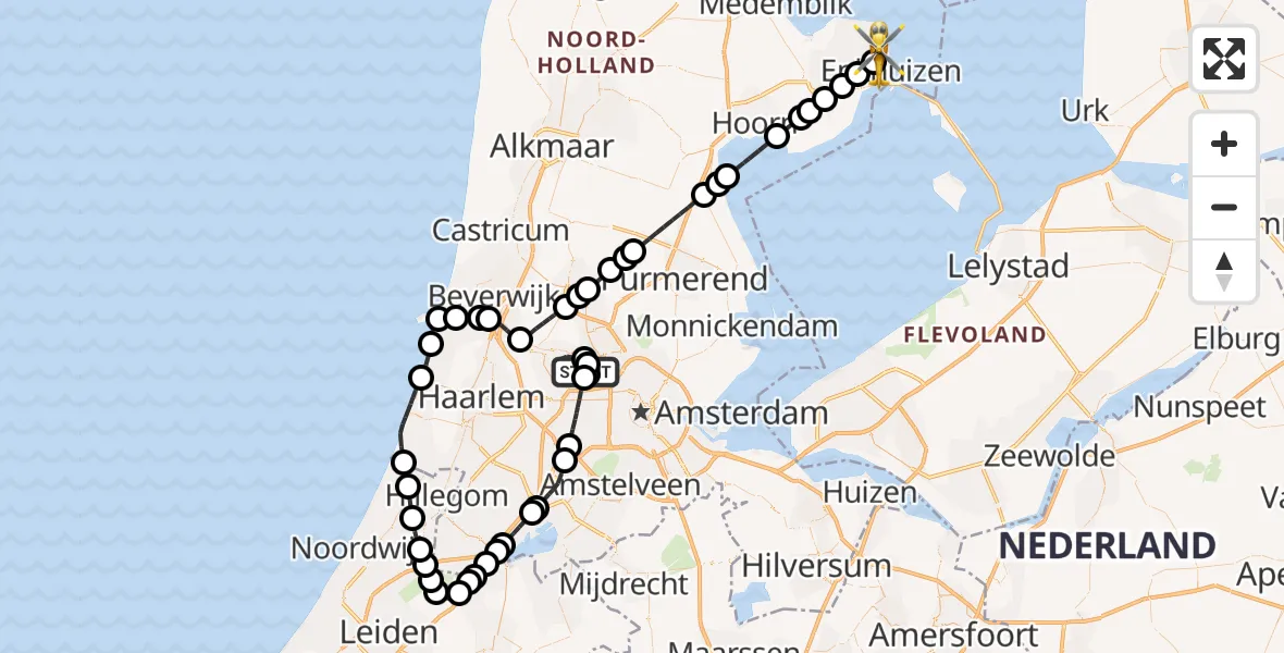 Vluchtroute Traumahelikopter Amsterdam Heliport - Enkhuizen, 21 oktober 2026, 13:47