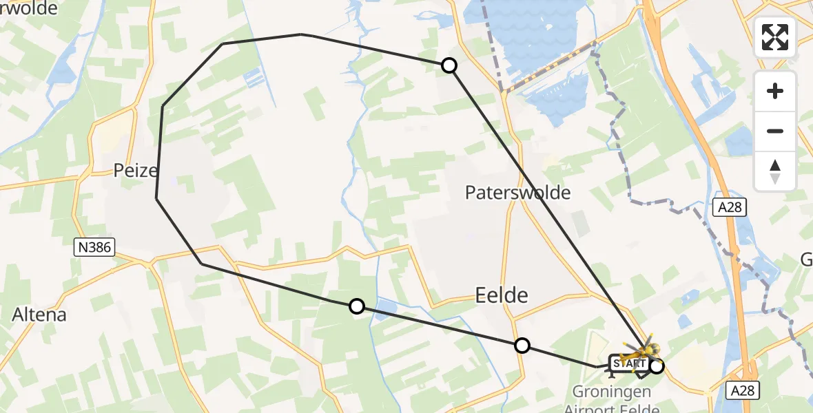 Vluchtroute Traumahelikopter Groningen Airport Eelde - Groningen Airport Eelde, 22 oktober 2026, 10:18