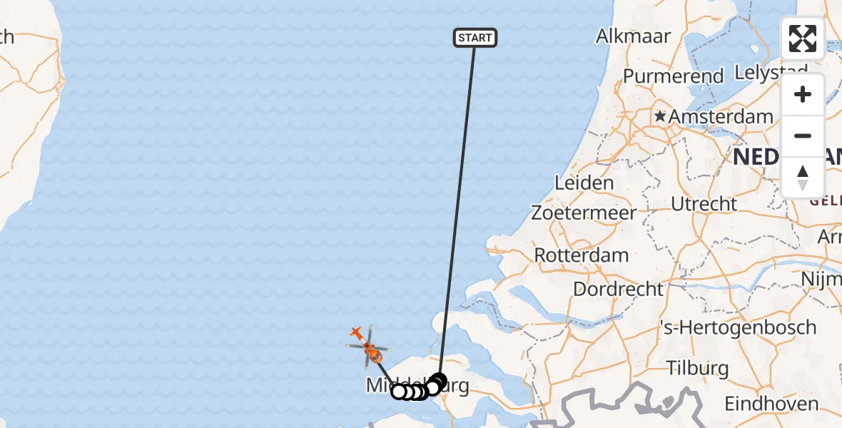 Vluchtroute Kustwachthelikopter Noordzee - Noordzee, 22 oktober 2026, 12:05