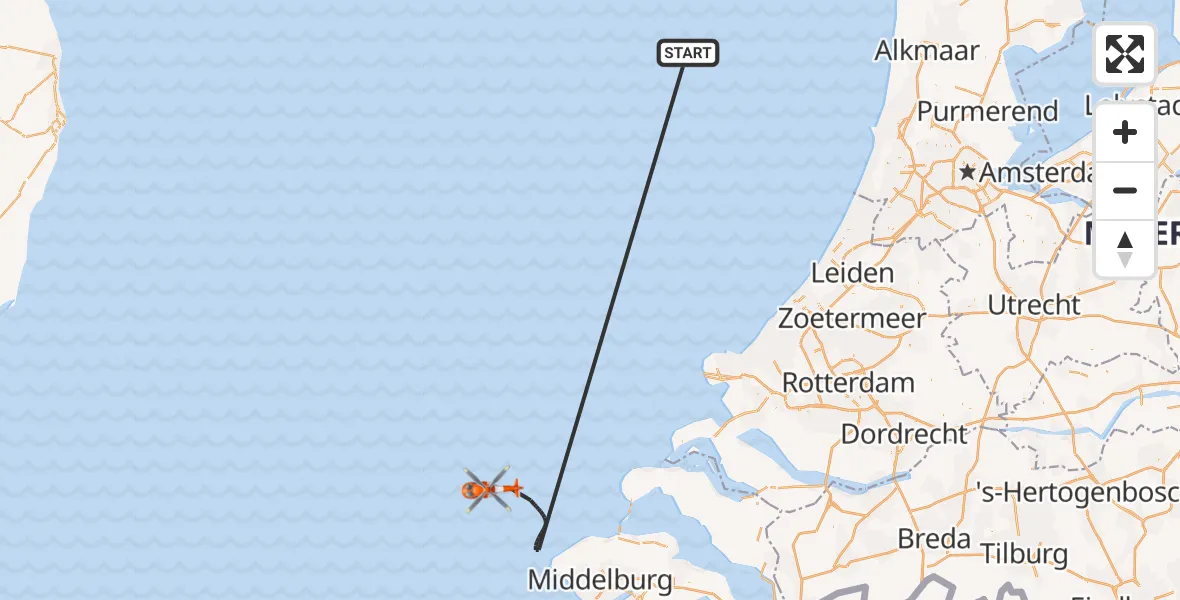 Vluchtroute Kustwachthelikopter Noordzee - Noordzee, 22 oktober 2026, 12:41