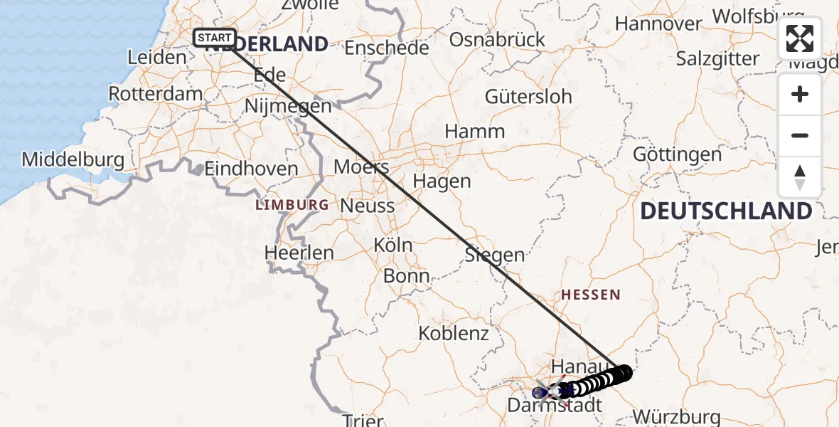 Vluchtroute Politiehelikopter Weesp - Flughafen Frankfurt-Egelsbach, 22 oktober 2026, 15:15