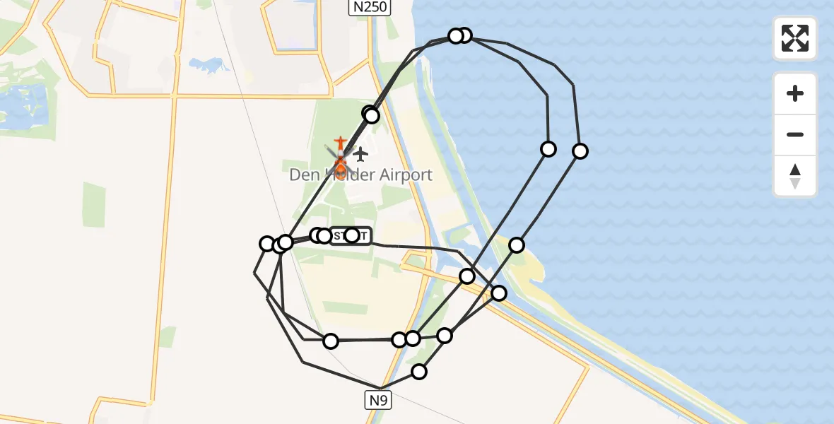 Vluchtroute Kustwachthelikopter Militair vliegveld De Kooy / Den Helder Airport - Militair vliegveld De Kooy / Den Helder Airport, 22 oktober 2026, 17:51