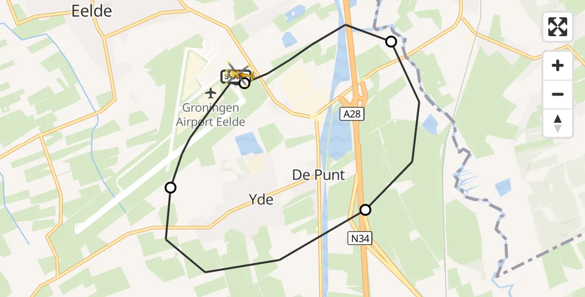 Vluchtroute Traumahelikopter Groningen Airport Eelde - Groningen Airport Eelde, 22 oktober 2026, 18:07