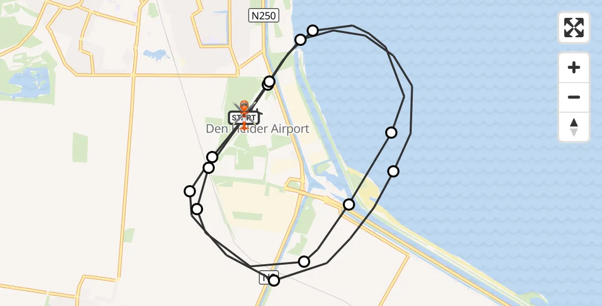 Vluchtroute Kustwachthelikopter Militair vliegveld De Kooy / Den Helder Airport - Militair vliegveld De Kooy / Den Helder Airport, 22 oktober 2026, 18:13