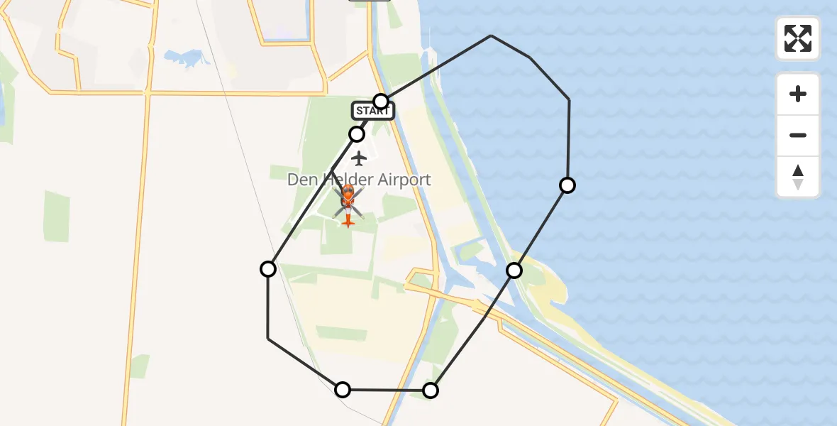 Vluchtroute Kustwachthelikopter Militair vliegveld De Kooy / Den Helder Airport - Militair vliegveld De Kooy / Den Helder Airport, 22 oktober 2026, 18:43