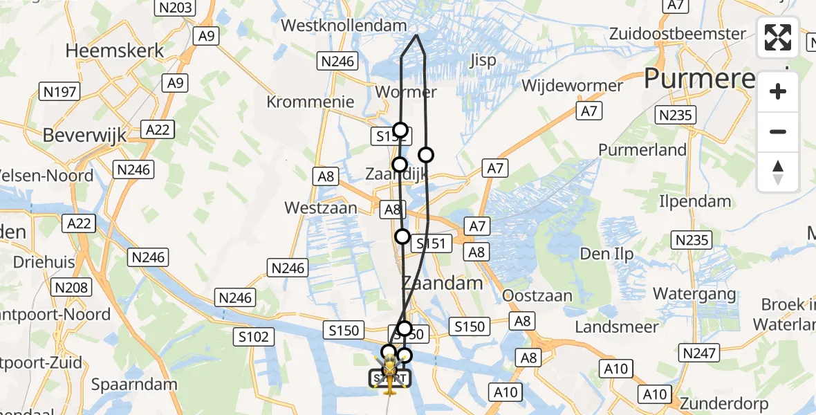 Vluchtroute Traumahelikopter Amsterdam Heliport - Amsterdam Heliport, 23 oktober 2026, 06:53