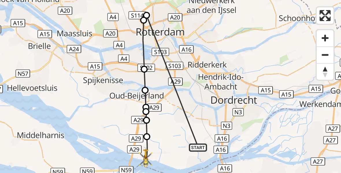 Vluchtroute Traumahelikopter Strijen - Numansdorp, 23 oktober 2026, 08:12