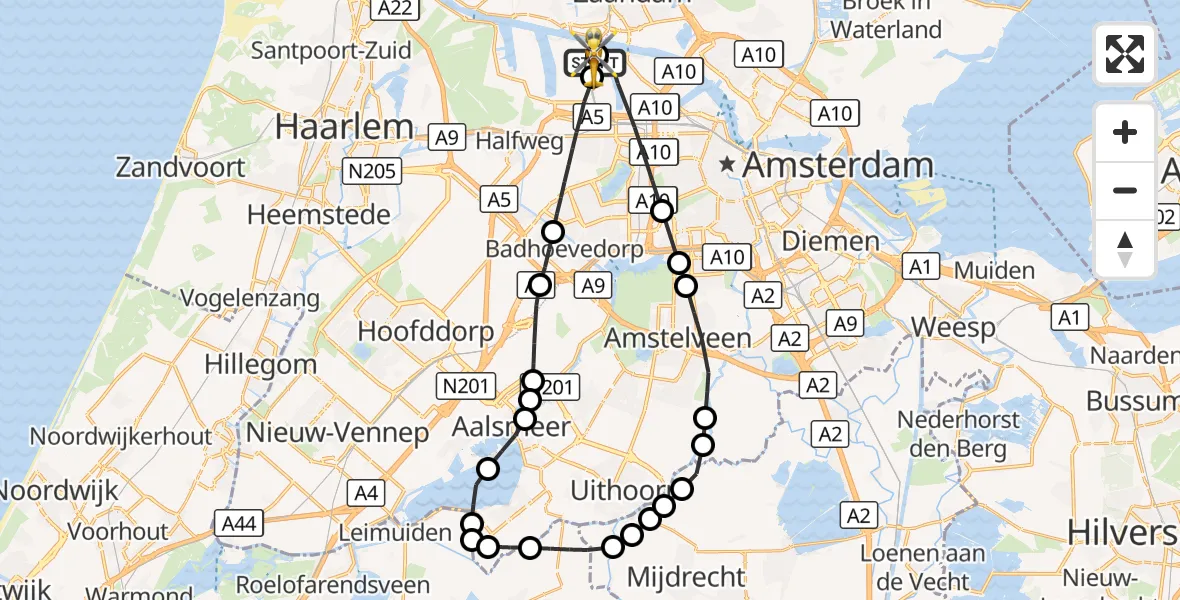 Vluchtroute Traumahelikopter Amsterdam Heliport - Amsterdam Heliport, 23 oktober 2026, 08:20