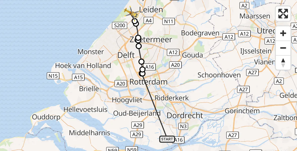 Vluchtroute Traumahelikopter Strijen - Wassenaar, 23 oktober 2026, 14:10