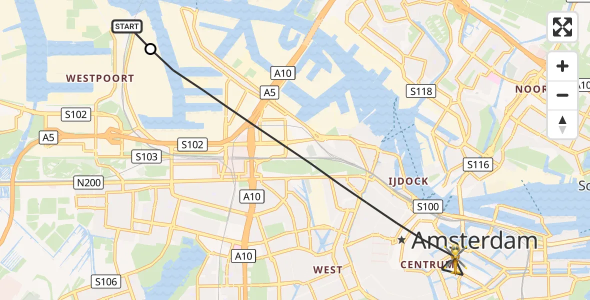 Vluchtroute Traumahelikopter Amsterdam Heliport - Amsterdam, 23 oktober 2026, 14:55
