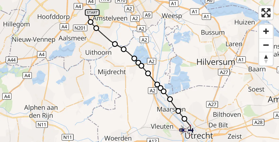 Vluchtroute Politiehelikopter Amsterdam Vliegveld Schiphol - Utrecht, 24 oktober 2026, 08:43