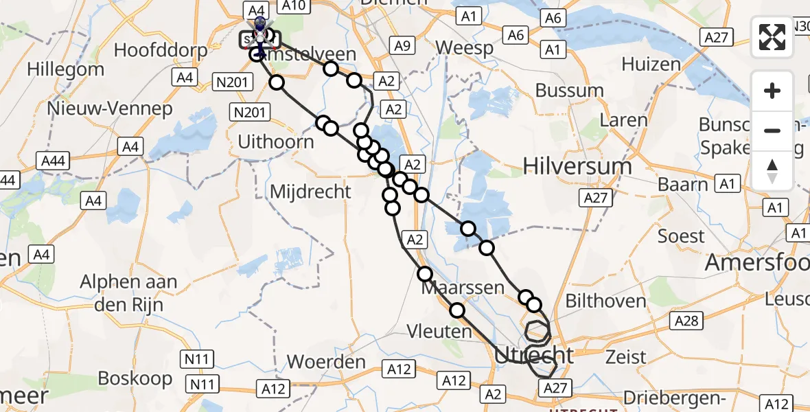 Vluchtroute Politiehelikopter Amsterdam Vliegveld Schiphol - Amsterdam Vliegveld Schiphol, 24 oktober 2026, 10:26