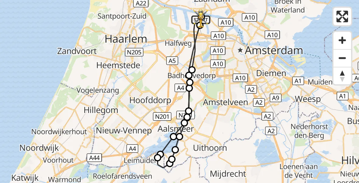 Vluchtroute Traumahelikopter Amsterdam Heliport - Amsterdam Heliport, 24 oktober 2026, 11:33