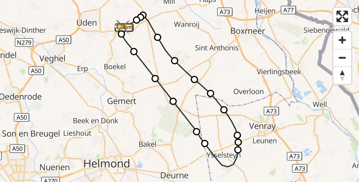 Vluchtroute Traumahelikopter Vliegbasis Volkel - Vliegbasis Volkel, 24 oktober 2026, 12:01