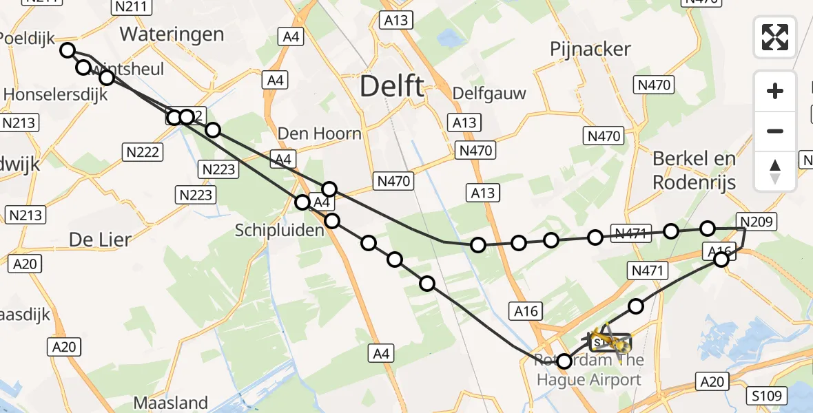 Vluchtroute Traumahelikopter Rotterdam The Hague Airport - Rotterdam The Hague Airport, 24 oktober 2026, 16:21