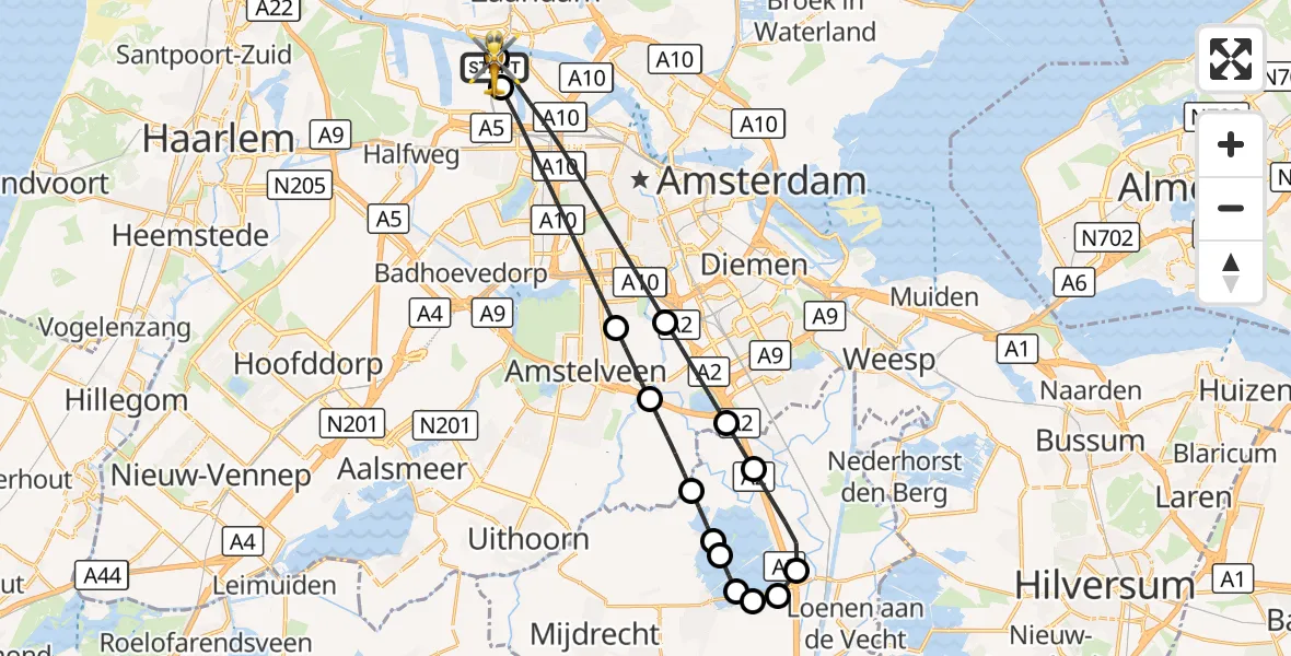 Vluchtroute Traumahelikopter Amsterdam Heliport - Amsterdam Heliport, 24 oktober 2026, 16:30
