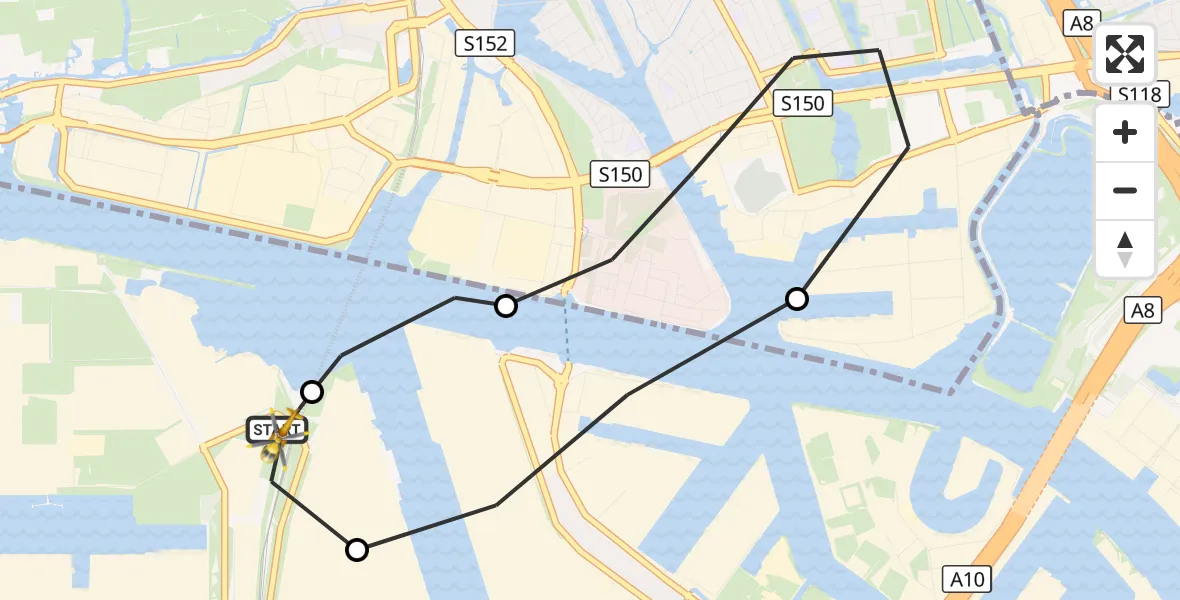 Vluchtroute Traumahelikopter Amsterdam Heliport - Amsterdam Heliport, 25 oktober 2026, 06:01