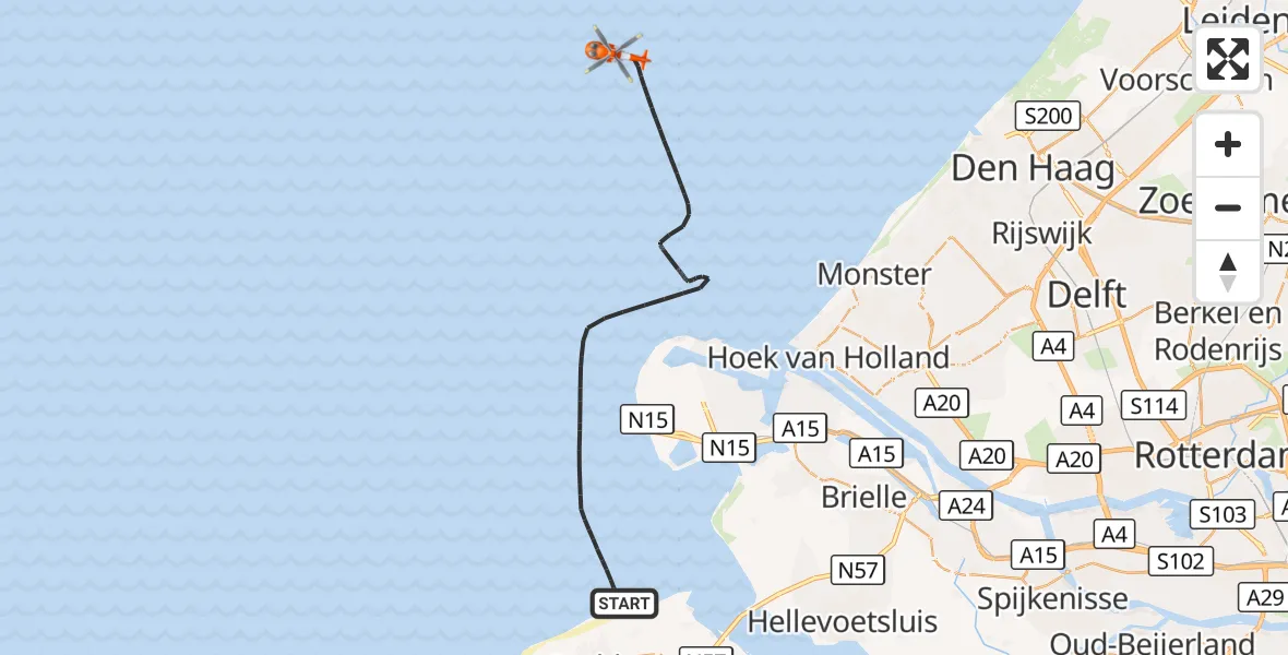 Vluchtroute Kustwachthelikopter Noordzee - Noordzee, 25 oktober 2026, 09:13