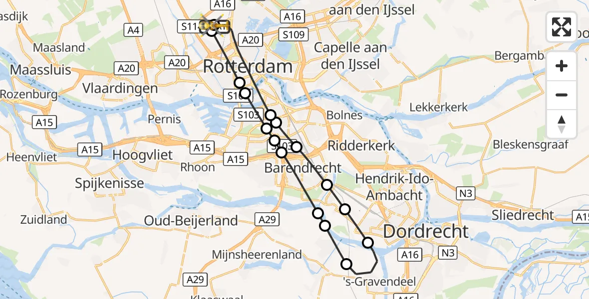 Vluchtroute Traumahelikopter Rotterdam The Hague Airport - Rotterdam The Hague Airport, 25 oktober 2026, 14:47
