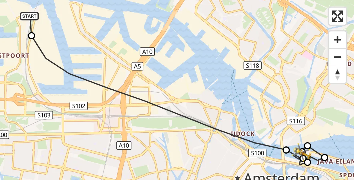 Vluchtroute Traumahelikopter Amsterdam Heliport - Amsterdam, 25 oktober 2026, 16:07