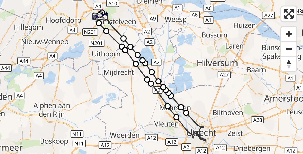 Vluchtroute Politiehelikopter Amsterdam Vliegveld Schiphol - Amsterdam Vliegveld Schiphol, 26 oktober 2026, 05:40