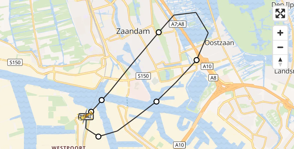 Vluchtroute Traumahelikopter Amsterdam Heliport - Amsterdam Heliport, 26 oktober 2026, 08:36